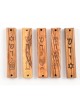Set of Five Olive Wood Mezuzah Cases with Judaic Sym... | Wood Mezuzah