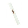White Wood Rounded Mezuzah Case Flame Image Shin in ... | Wood Mezuzah