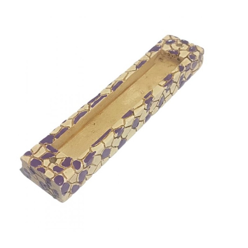 Wood Mezuzah Case with Mosaic Design %96 Purple and ... | Wood Mezuzah