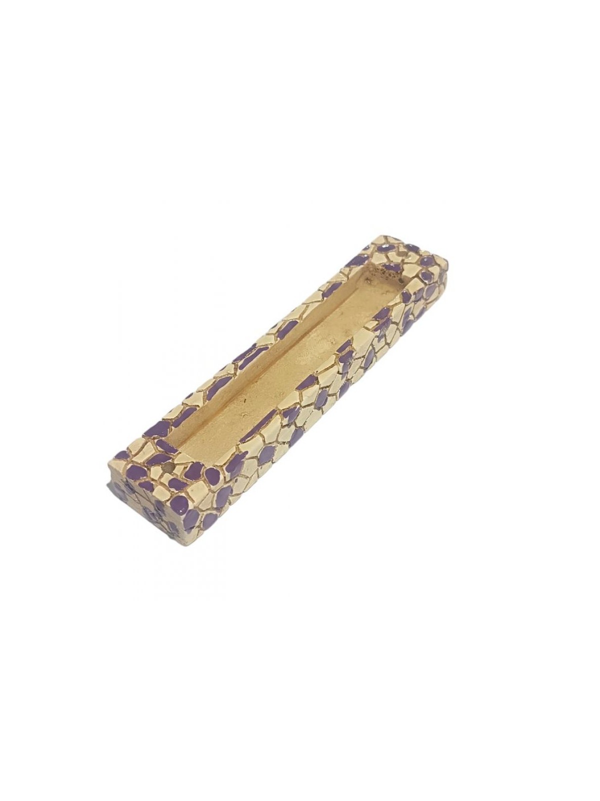 Wood Mezuzah Case with Mosaic Design %96 Purple and ... | Wood Mezuzah