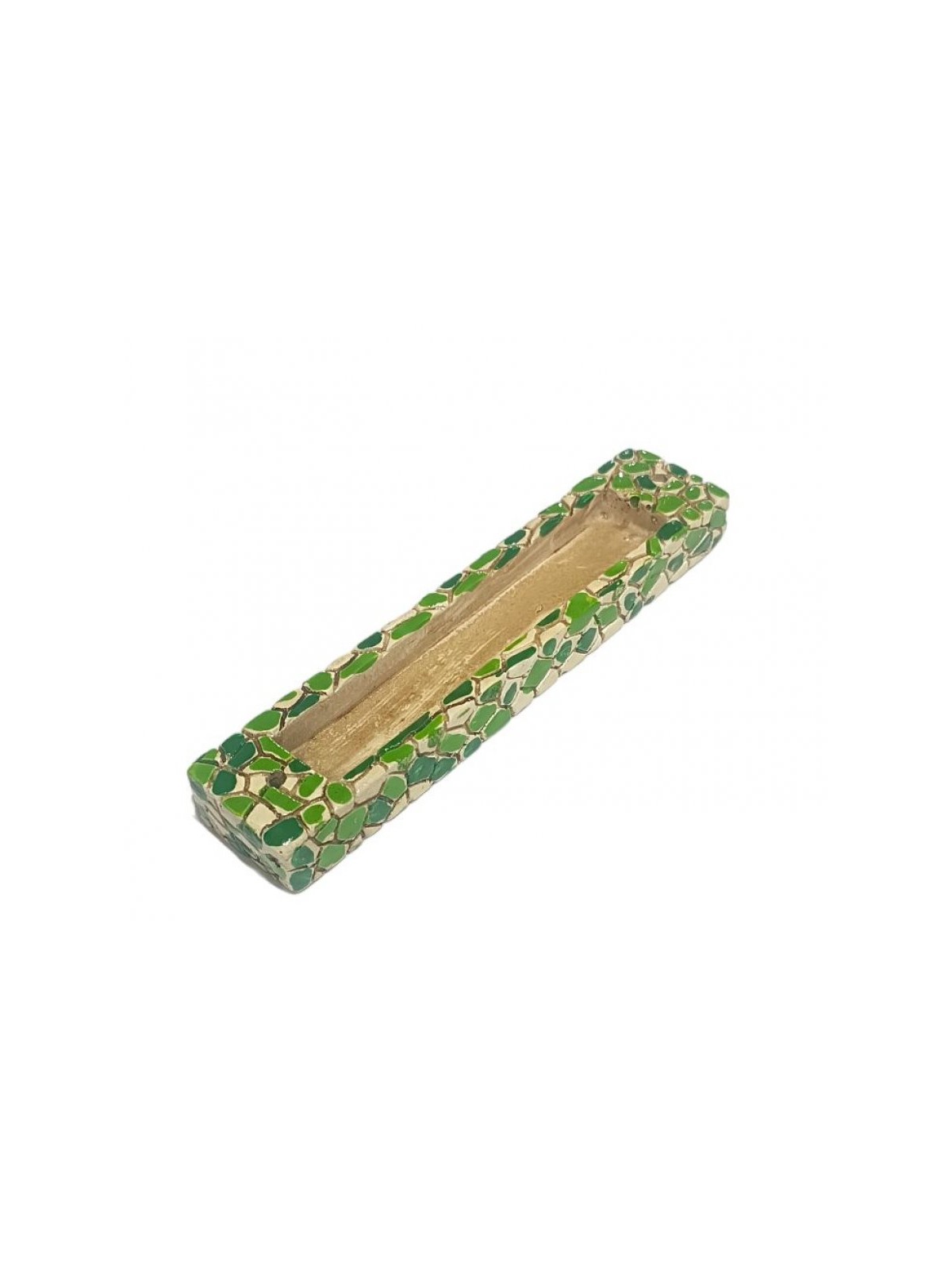 Wood Mezuzah Case with Mosaic Design Green and Yello... | Wood Mezuzah