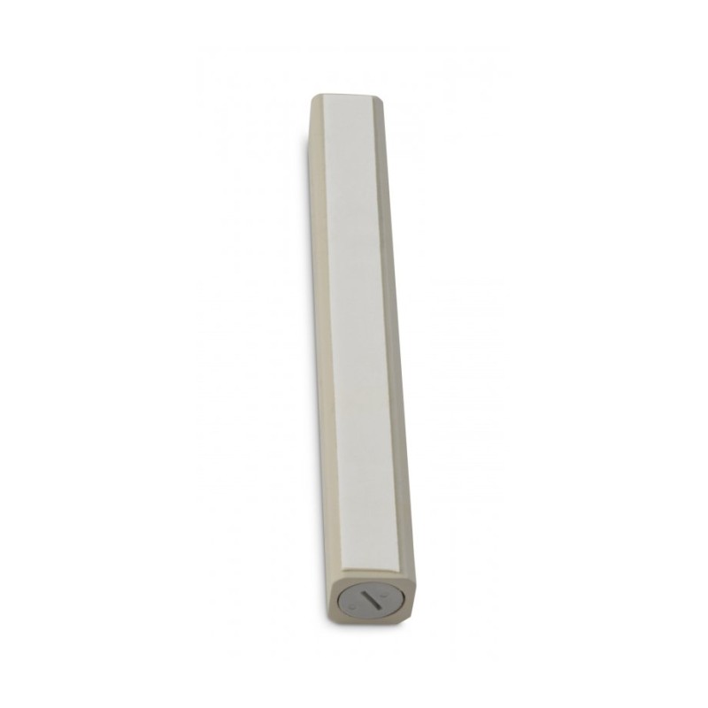 Cream Colored Wood Mezuzah Case with Gold Shin Outline | Wood Mezuzah