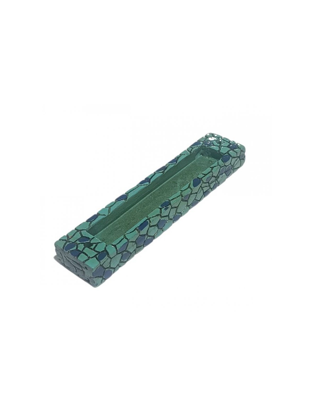 Wood Mezuzah Case with Mosaic Design Dark Blue on Tu... | Wood Mezuzah