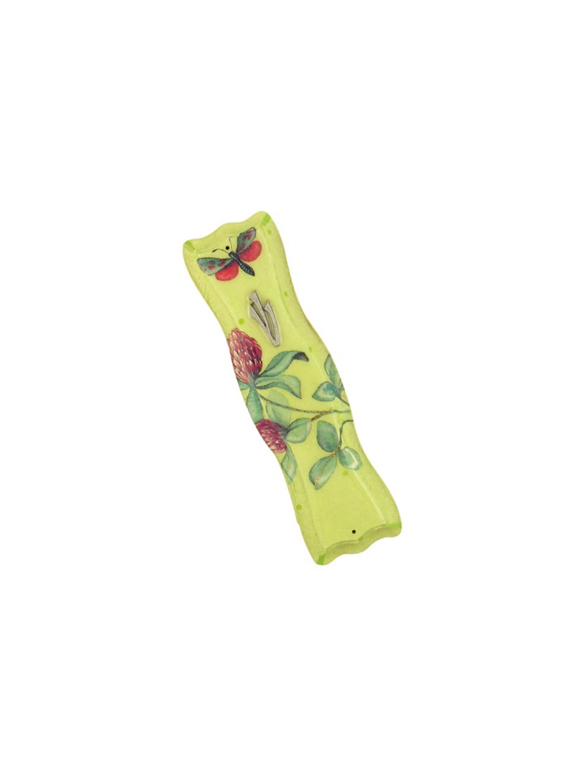 Colorful Wood Mezuzah Case Flower and Butterfly Gold... | Wood Mezuzah