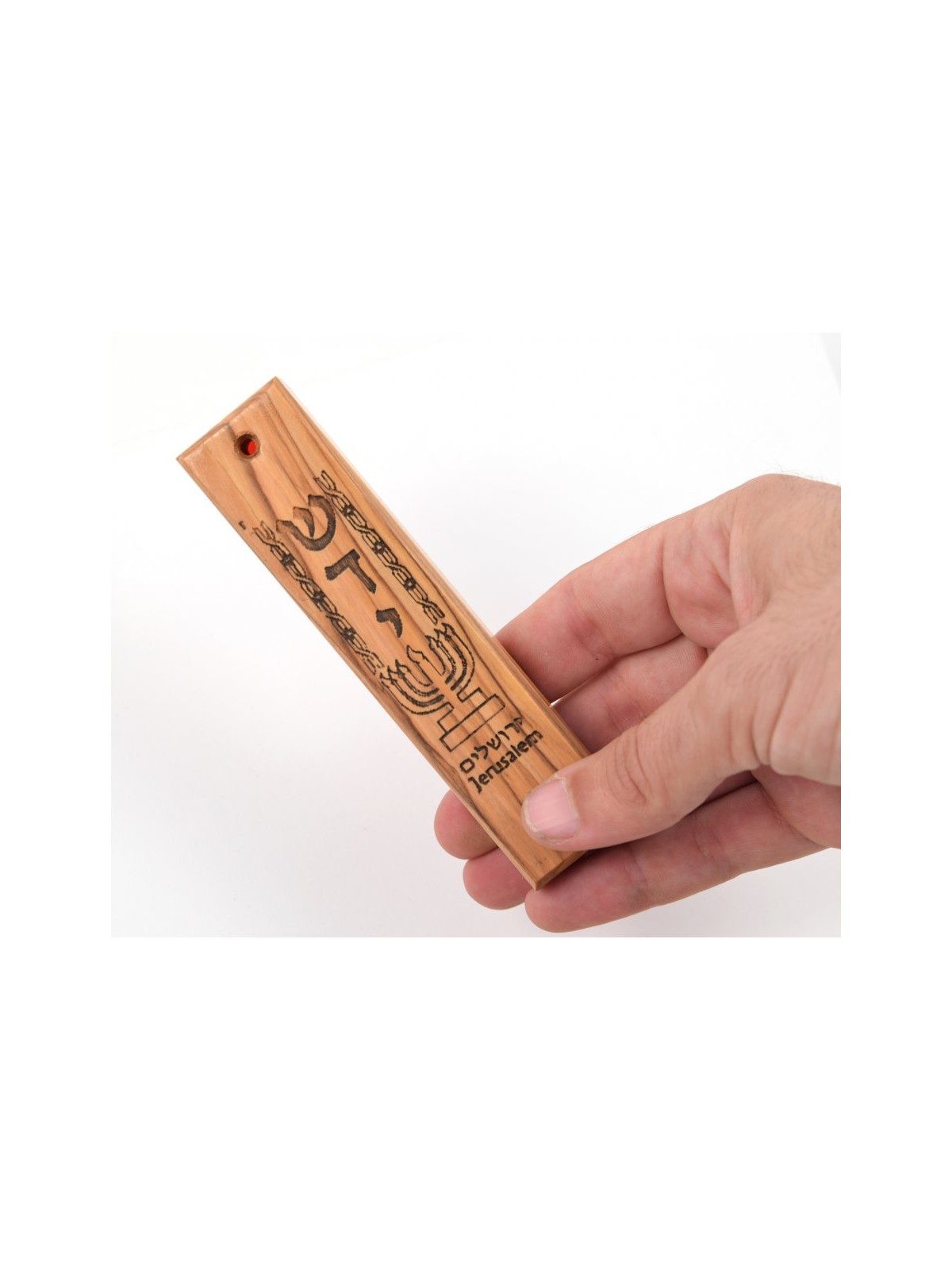 Set of Six Olive Wood Mezuzah Cases with Judaic Symb... | Wood Mezuzah