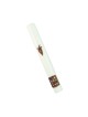 White Wood Rounded Mezuzah Case with Bronze Pewter S... | Wood Mezuzah