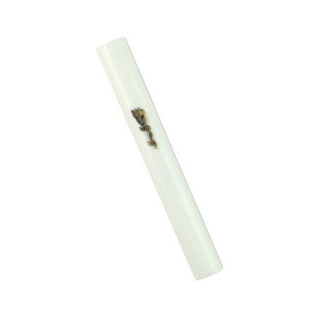 White Wood Rounded Mezuzah Case %96 Divine Name Deco... | Wood Mezuzah