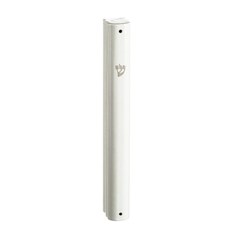 Rounded White Plastic Mezuzah Case with Side Channel... | Wood Mezuzah