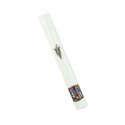 White Wood Rounded Mezuzah Case with Silver Pewter S... | Wood Mezuzah