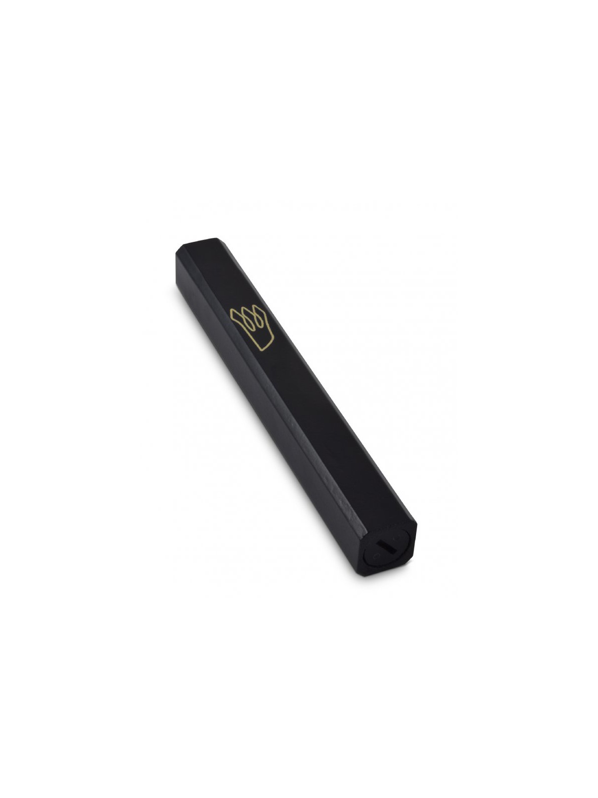 Black Colored Wood Mezuzah Case with Gold Shin Outline | Wood Mezuzah