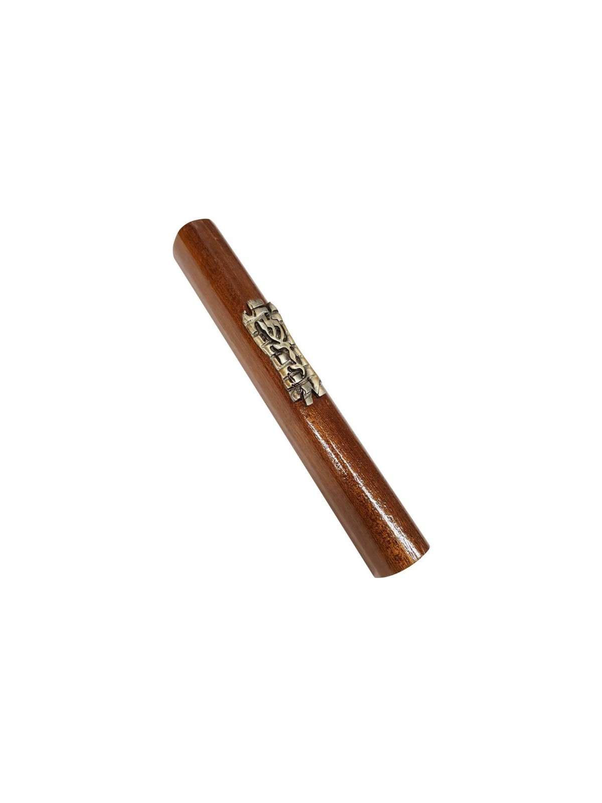Two Tone Brown Wood Mezuzah Case Bronze Pewter Weste... | Wood Mezuzah
