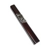 Dark Brown Wood Mezuzah Case Decorative Silver Pewte... | Wood Mezuzah