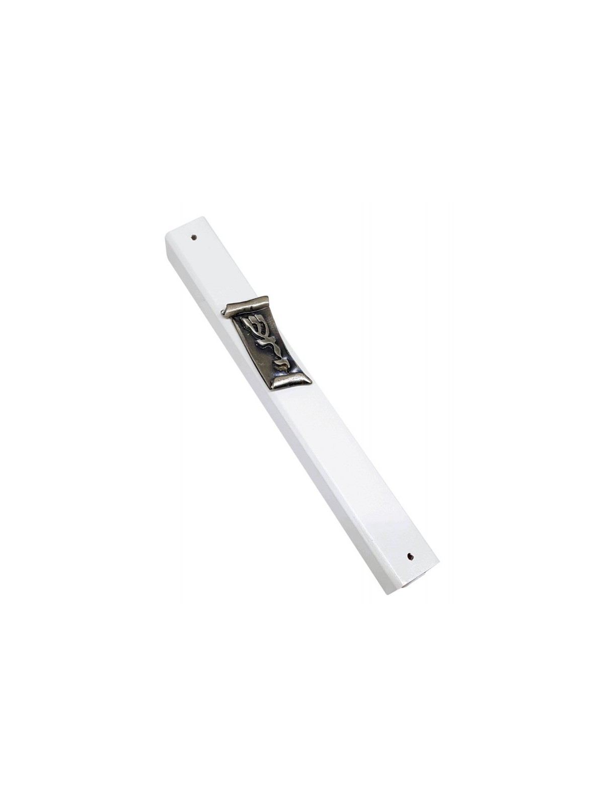 White Wood Mezuzah Case with Divine Name on Scroll S... | Wood Mezuzah