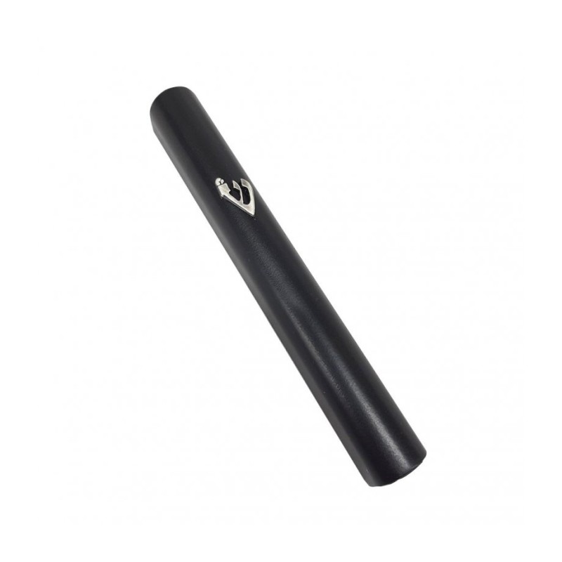 Black Wood Rounded Mezuzah Case Silver Pewter Classi... | Wood Mezuzah