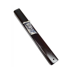 Dark Brown Wood Mezuzah Case Silver Pewter Scroll Pl... | Wood Mezuzah