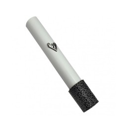 White Wood Rounded Mezuzah Case Silver Pewter Shin a... | Wood Mezuzah