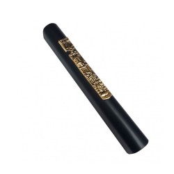 Black Wood Mezuzah Case with Jerusalem Design on Gol... | Wood Mezuzah