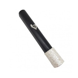 Black Wood Mezuzah Case with Sterling Silver Shin an... | Wood Mezuzah