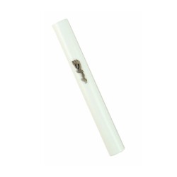 White Wood Rounded Mezuzah Divine Name in Silver Pewter | Wood Mezuzah