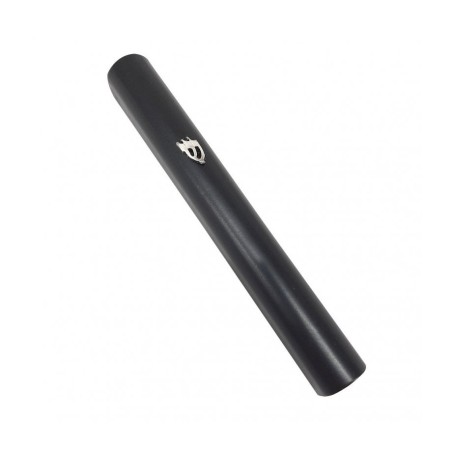 Black Wood Rounded Mezuzah Case Small Silver Pewter ... | Wood Mezuzah