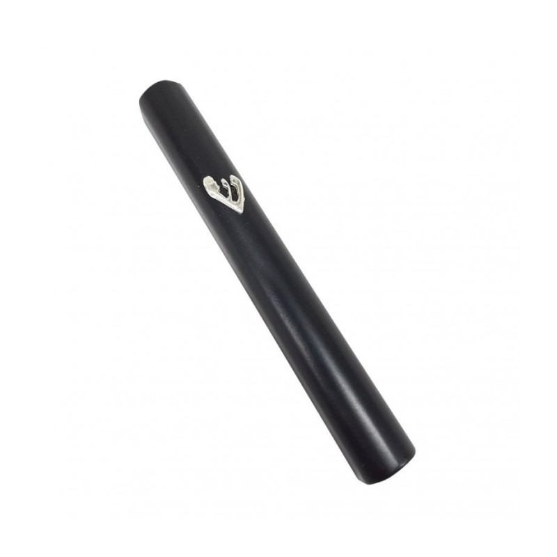 Black Wood Rounded Mezuzah Case 925 Sterling Silver ... | Wood Mezuzah