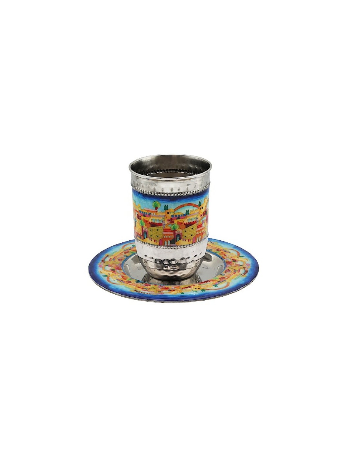 Yair Emanuel Kiddush Cup Set Metal with J... | Kiddush Cups by Emanuel