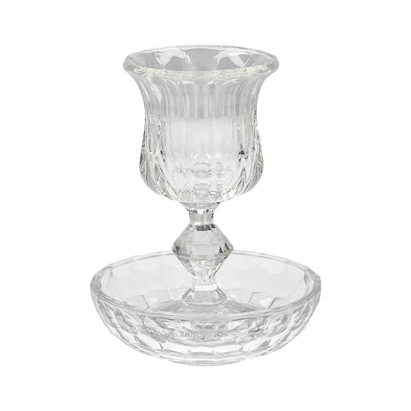 Crystal Glass Kiddush Cup and Tray  Decor... | Jewish Gift from Israel