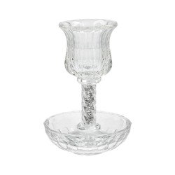 Crystal Glass Stem Kiddush Cup and Saucer... | Jewish Gift from Israel