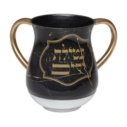 Netilat Yadayim Wash Cup Black and Gold  Framed Netilat... | Wash Cups