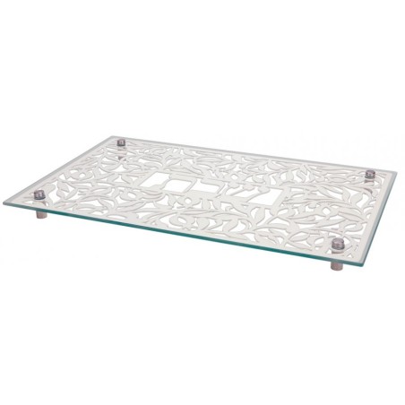 Dorit Judaica Tempered Glass ChallahCandlestick Tr... | Challah Boards