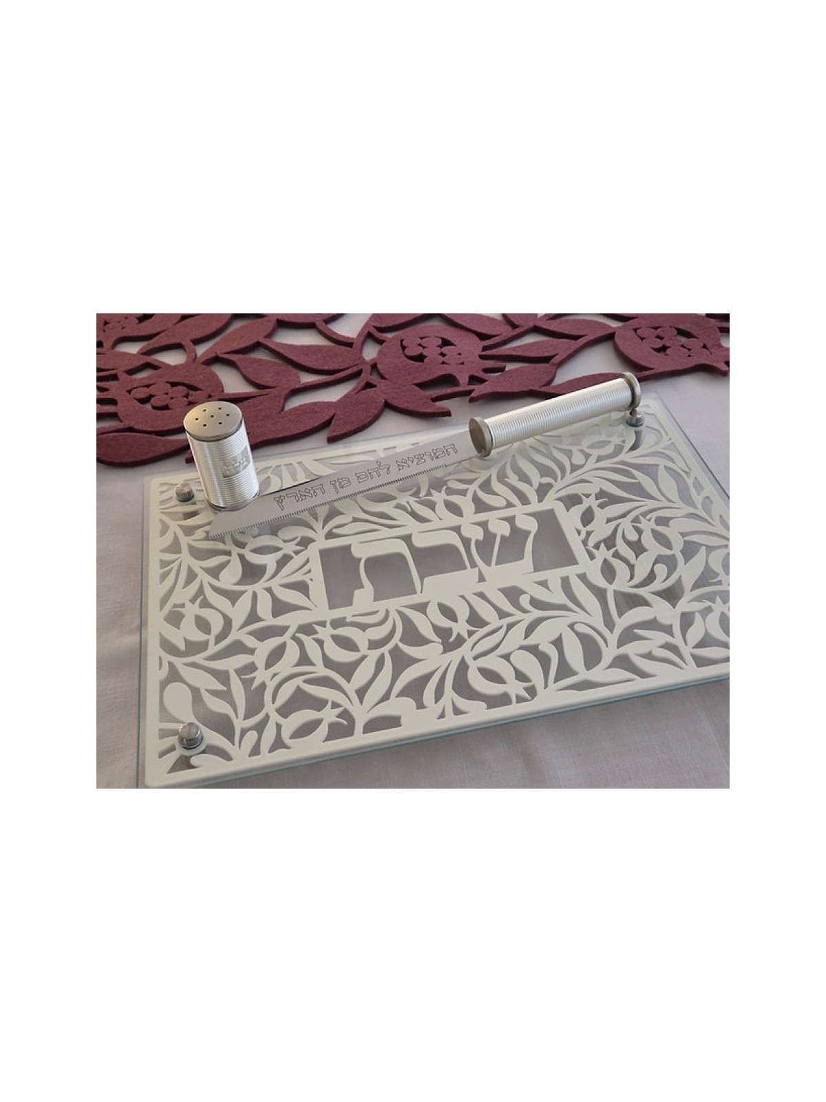 Dorit Judaica Tempered Glass ChallahCandlestick Tr... | Challah Boards