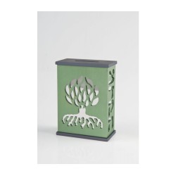 Agayof Tree Of Life Aluminum Tzedakah Box Green | Tzedakah boxes
