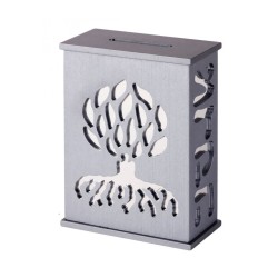 Agayof Tree Of Life Aluminum Tzedakah Box Gray | Tzedakah boxes