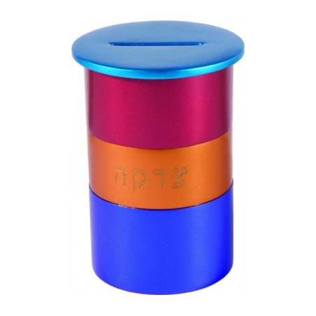 Yair Emanuel Round Anodized Aluminum Charity Tzeda... | Tzedakah boxes