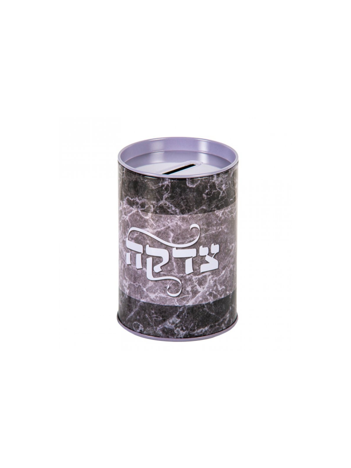 Round Cylinder Charity Box with Gray Marble Design... | Tzedakah boxes