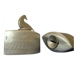 Shraga Landesman Cast Aluminum Charity Box Wheat D... | Tzedakah boxes