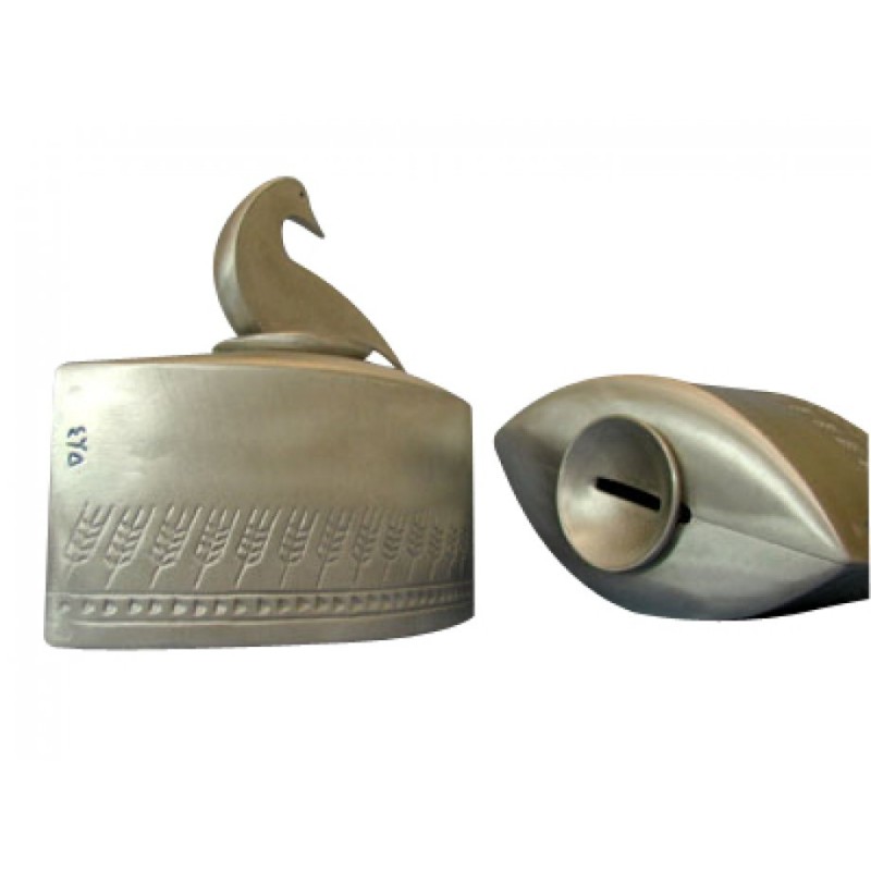 Shraga Landesman Cast Aluminum Charity Box Wheat D... | Tzedakah boxes
