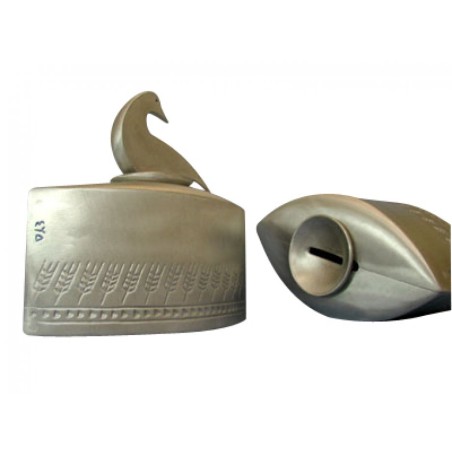 Shraga Landesman Cast Aluminum Charity Box Wheat D... | Tzedakah boxes