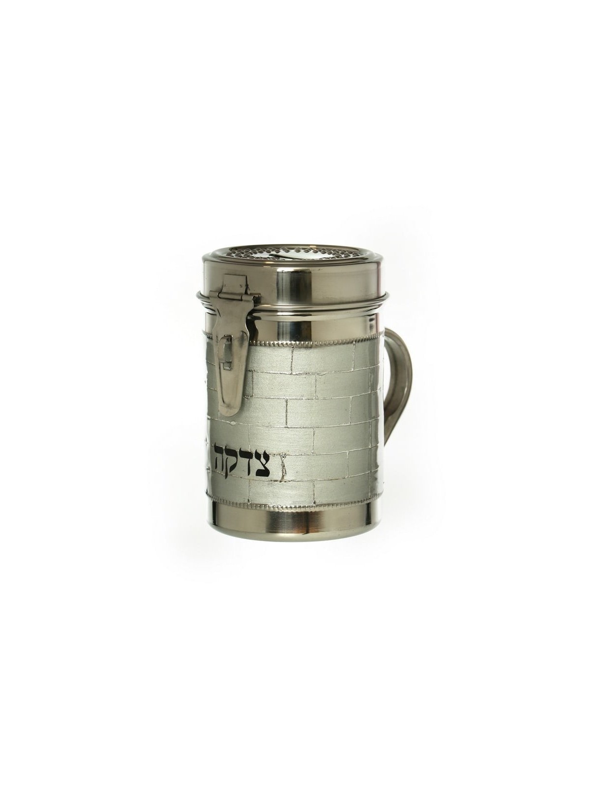 Tall Charity Box with Handle Western Wall Design S... | Tzedakah boxes