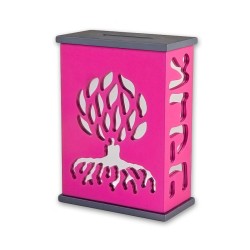 Agayof Tree Of Life Aluminum Tzedakah Box Pink | Tzedakah boxes
