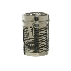 Tall Stainless Steel Charity Box with Horizontal W... | Tzedakah boxes