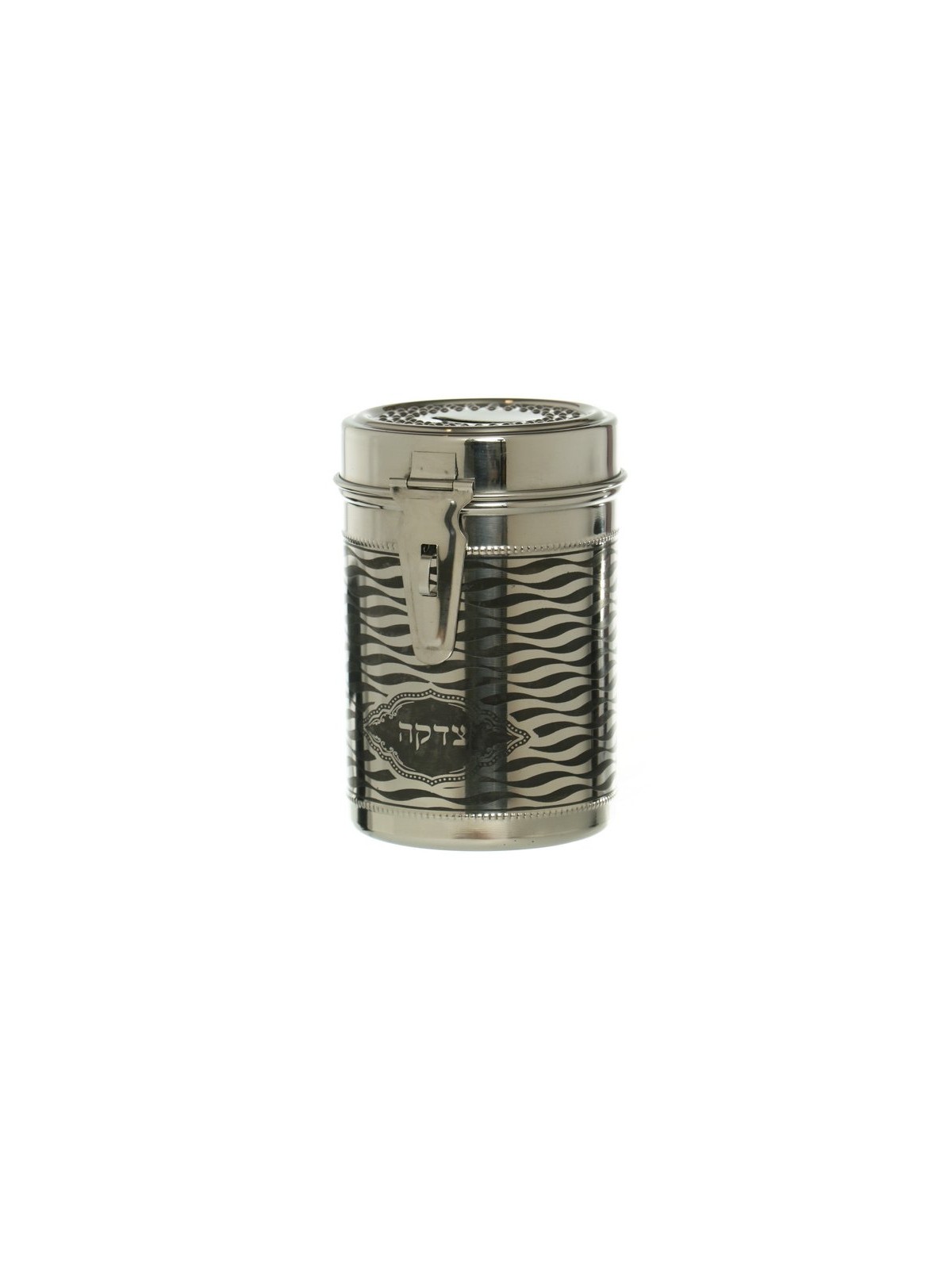 Tall Stainless Steel Charity Box with Horizontal W... | Tzedakah boxes