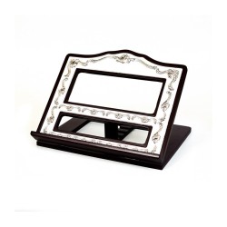 Pearlized Silver Plate and Wood Tableto... | Book Stands and Shtenders