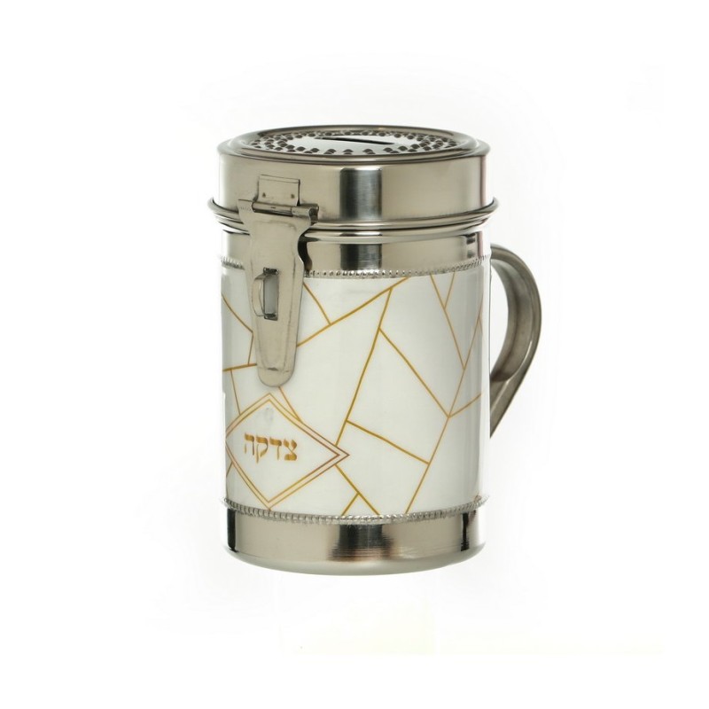 Tall Stainless Steel Charity Box with Handle Rando... | Tzedakah boxes