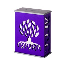 Agayof Tree Of Life Aluminum Tzedakah Box Purple | Tzedakah boxes