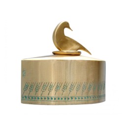 Shraga Landesman Brass Patina Charity Box Wheat De... | Tzedakah boxes