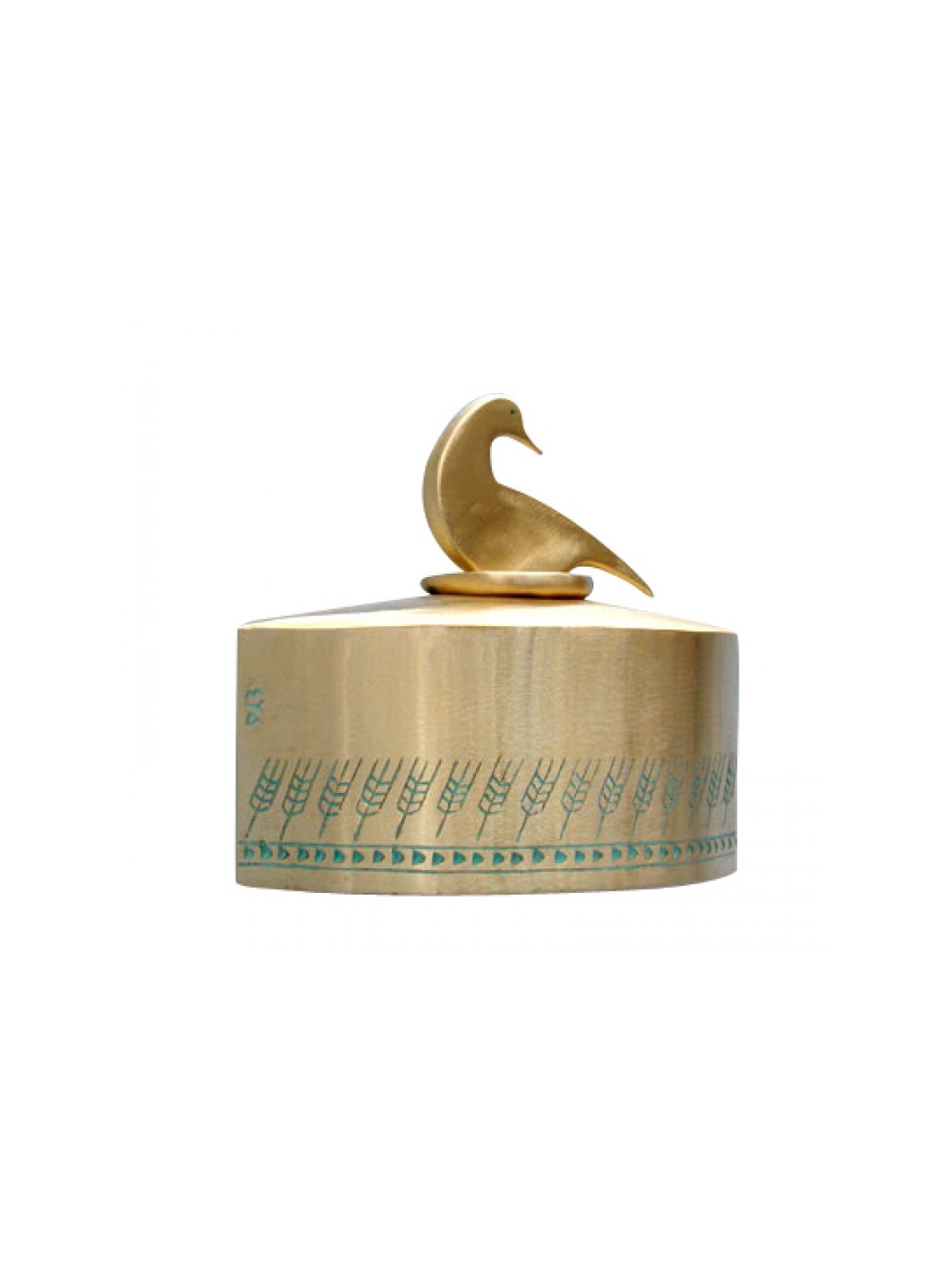 Shraga Landesman Brass Patina Charity Box Wheat De... | Tzedakah boxes