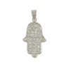 Rhodium Plated Zirconium Hamsa Pendant | Hamsa Necklace