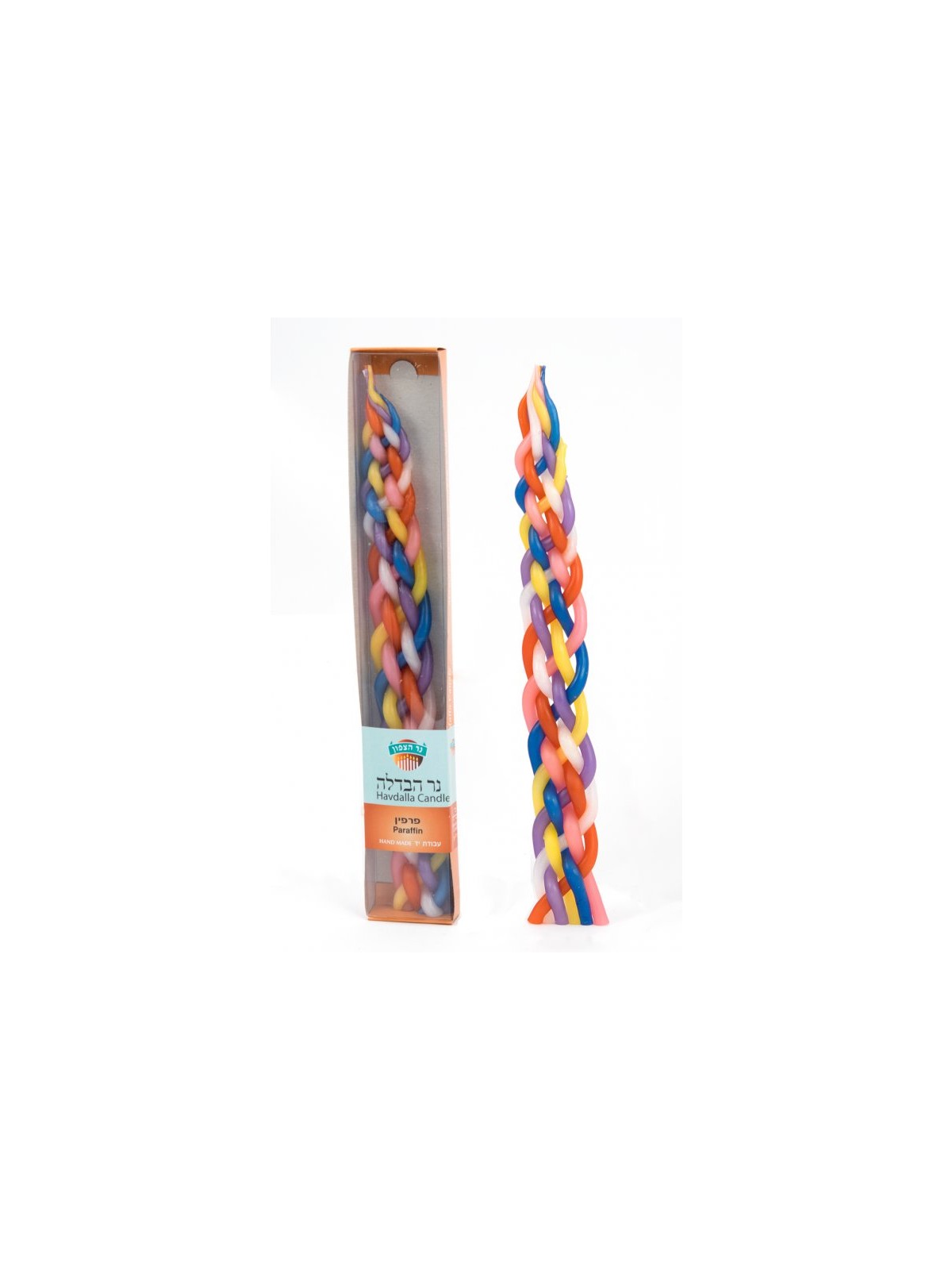 Handmade Braided Beeswax Havdalah Candle Colorful | Havdalah Candles