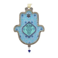 Iris Design Hand Painted Hamsa Wall Plaque English Ho... | Hamsa Hands